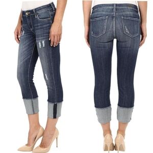 KUT FROM THE KLOTH Cameron Straight Crop Distressed Denim Jeans